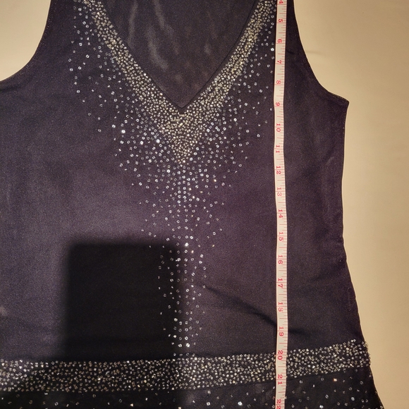 Express Black and Silver Embellished Tank Top Beaded Indie Whimsygoth Croquet - Picture 5 of 6
